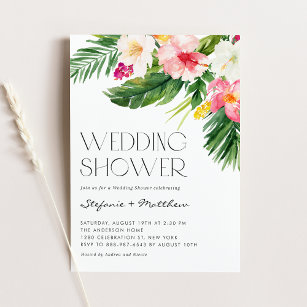 Invitación Flores tropicales acuarela Ducha de bodas de veran