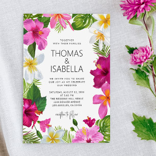 Invitación Flores tropicales acuarelas   Boda de hojas de pal
