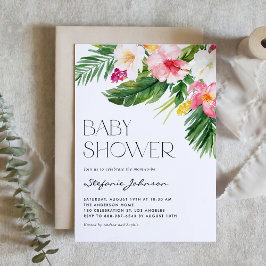 Invitación Flores tropicales acuáticas Baby Shower de verano