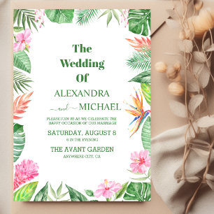 Invitación Flores tropicales acuáticas y Boda de la vegetació