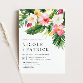 Invitación Flores tropicales acuáticas y Boda de la vegetació