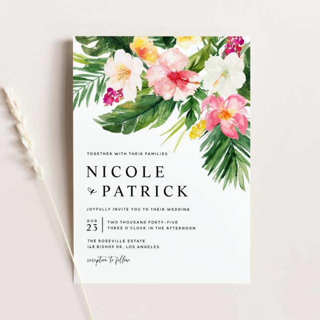 Invitación Flores tropicales acuáticas y Boda de la vegetació (Subido por el creador)