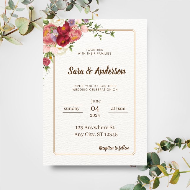Invitación Flores tropicales acuáticas y Boda de la vegetació (Subido por el creador)