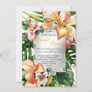 Invitación Flores tropicales acuáticas y Boda de vegetación I