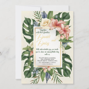 Invitación Flores tropicales acuáticas y Boda de vegetación I