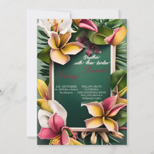 Invitación Flores tropicales acuáticas y Boda de vegetación I