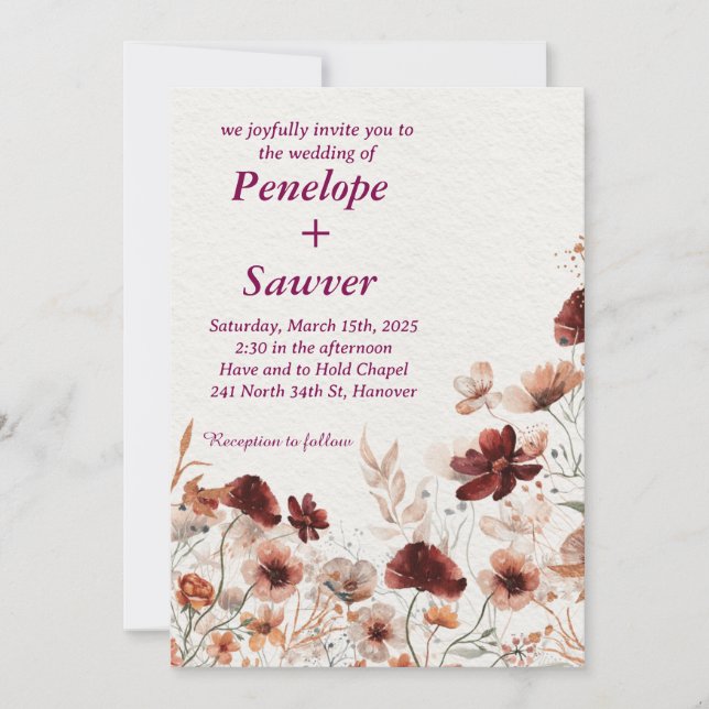 Invitación Flores tropicales acuáticas y Boda de vegetación I (Anverso)