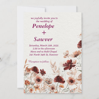 Invitación Flores tropicales acuáticas y Boda de vegetación I