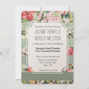 Invitación Flores tropicales Boda de tiras de tinta