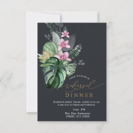 Invitación Flores tropicales Cena de ensayo oscuro