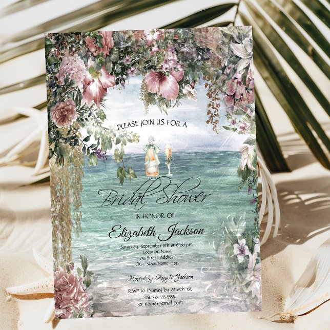 Invitación Flores Tropicales Chic Océano (Subido por el creador)