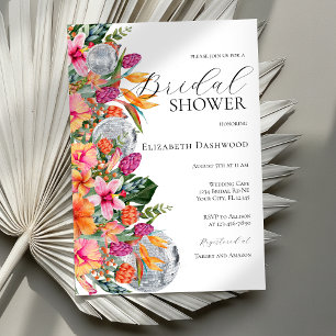 Invitación Flores tropicales coloridas Disco Ball Bridal Show