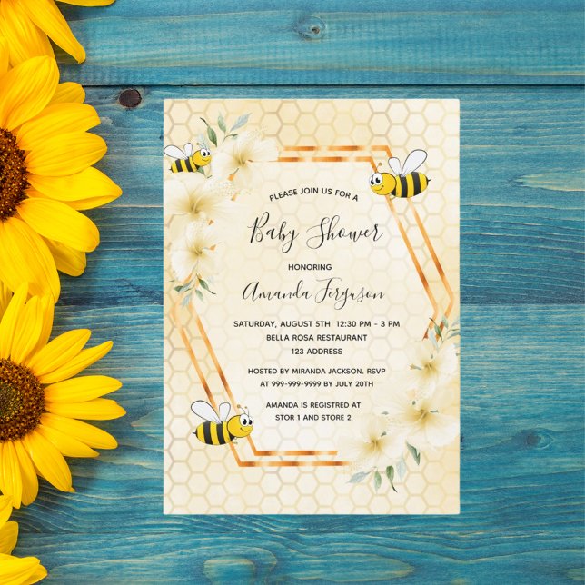 Invitación Flores tropicales de abeja de abeja de burbujas, d (Subido por el creador)