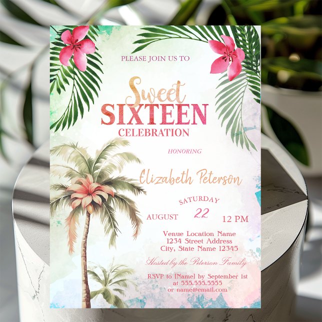Invitación Flores tropicales de árbol de palmera Dulce de ver (Subido por el creador)