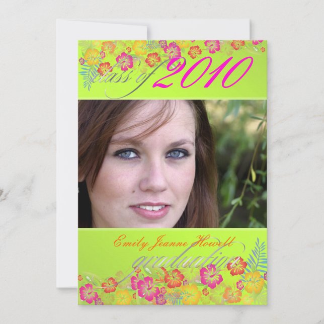 Invitación Flores tropicales de moda Fiesta de graduaciones (Anverso)