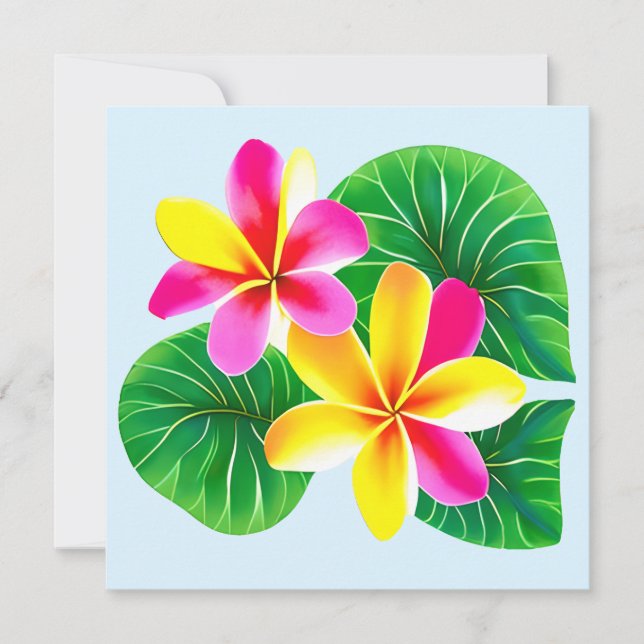 Invitación Flores tropicales de plumeria (Anverso)