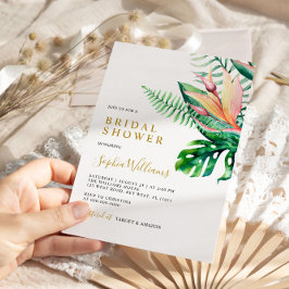 Invitación Flores tropicales de vegetación y duchas de novias