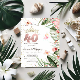 Invitación Flores tropicales dejan diamantes 40 años
