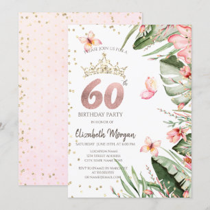 Invitación Flores tropicales dejan diamantes 60 años