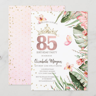Invitación Flores tropicales dejan diamantes 85 años