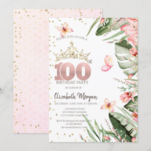 Invitación Flores tropicales dejan diamantes en el centenario