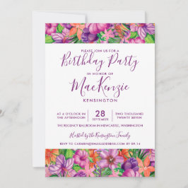 Invitación Flores Tropicales Elegantes Cada Año Cumpleaños
