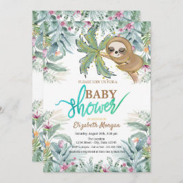 Invitación Flores tropicales eslovacas durmientes hoja Baby S