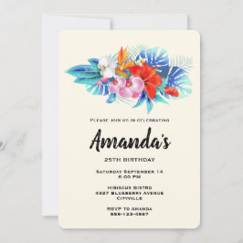 Invitación Flores tropicales exóticas en rosa y Aqua