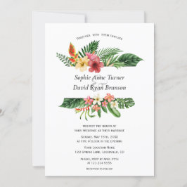 Invitación Flores tropicales exuberantes de encanto dejan Bod