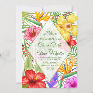 Invitación Flores tropicales geométricas