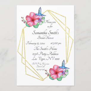Invitación Flores tropicales Hummingbird Bridal Shower