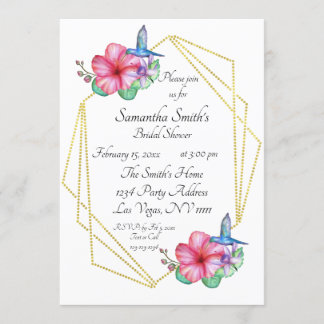 Invitación Flores tropicales Hummingbird Bridal Shower