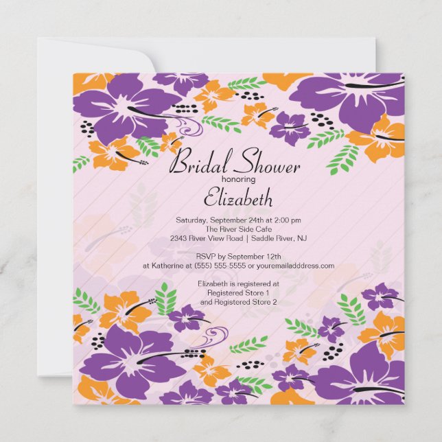 Invitación Flores tropicales modernas de Hibiscus hacen ducha (Anverso)