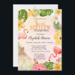 Invitación Flores tropicales Palm Flamingos Vestido Dulce 16<br><div class="desc">Flores tropicales con hojas de palma y flamencos. Esta invitación se personaliza fácilmente para su evento simplemente añadiendo sus detalles.</div>