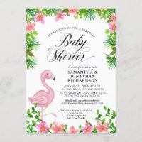 Flores tropicales rosadas Flamingo Baby Shower vir