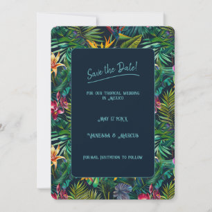 Invitación Flores Tropicales Salva la Fecha 