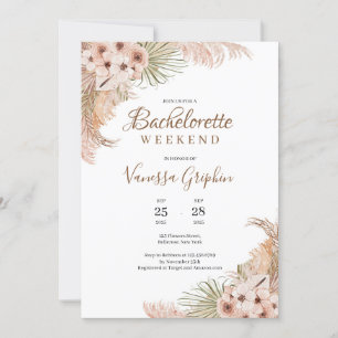 Invitación Flores tropicales secas Pampas Grass Bachelorette