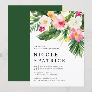 Invitación Flores tropicales y cena de ensayo de vegetación