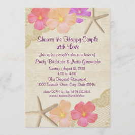Invitación Flores tropicales y ducha de la pareja de estrella