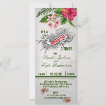 Flores tropicales y hojas Boda Cena de ensayo