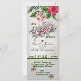 Invitación Flores tropicales y hojas Boda Cena de ensayo
