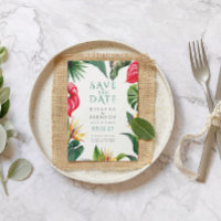Flores tropicales y hojas Bodas Salven la fecha