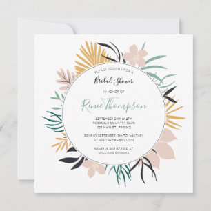 Invitación Flores tropicales y hojas duchas de novias