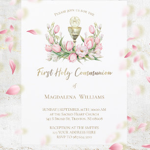 Invitación flores tulipán   Primera Comunión