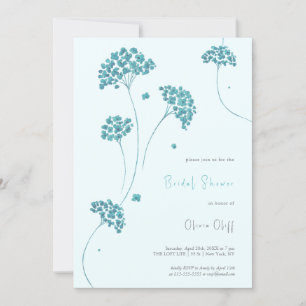 Invitación Flores turquesa cúrcules Ducha de novia