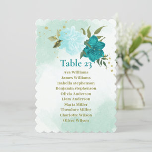 Invitación flores turquesa hojas verdes carta de cartas de as