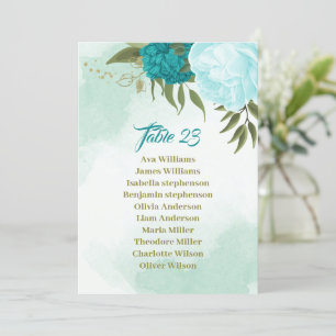 Invitación flores turquesa hojas verdes carta de cartas de as