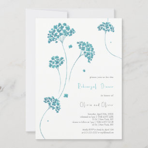 Invitación Flores turquesas cúrgenes ensayar cena