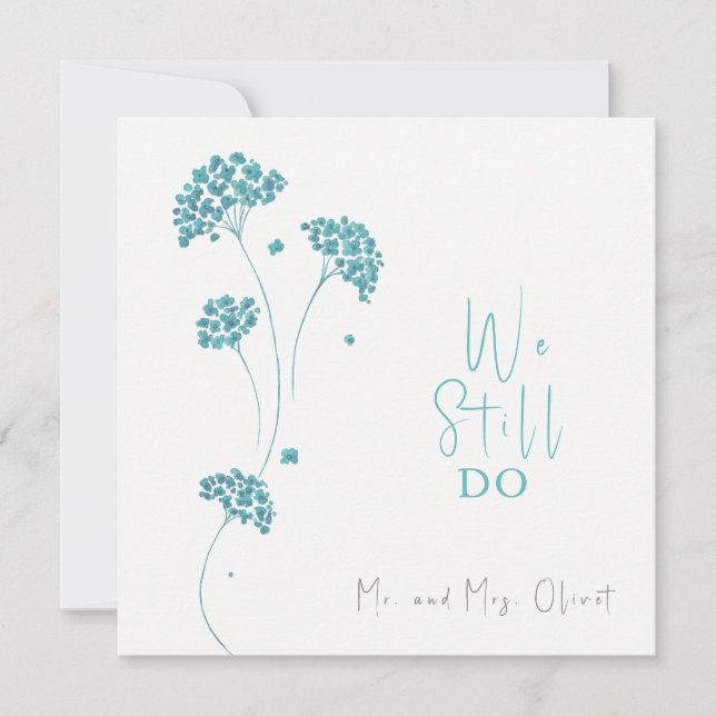 Invitación Flores turquesas cutáneos prometen renovación 25 a (Anverso)