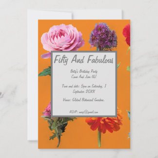 Invitación Flores Variadas Cincuenta Y Fabuloso Cumpleaños
